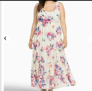 Cream torrid floral maxi dress chiffon 1X 1
